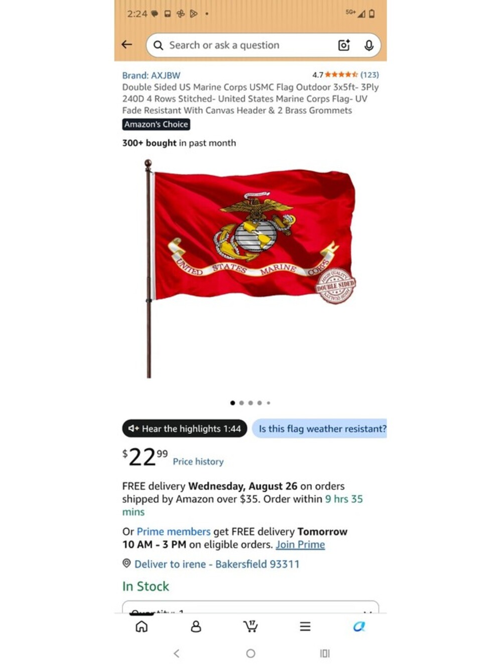 Double Sided US Marine Corps USMC Flag Outdoor 3x5ft